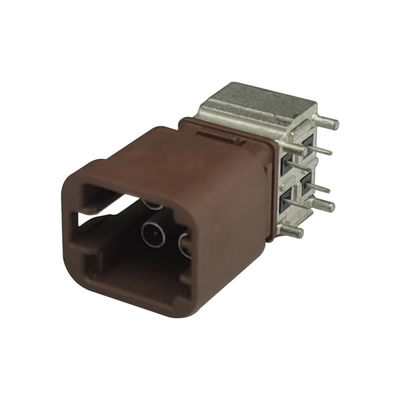 Quad Mini Fakra Connector  D-Code PCB Through Hole Right Angle Plug